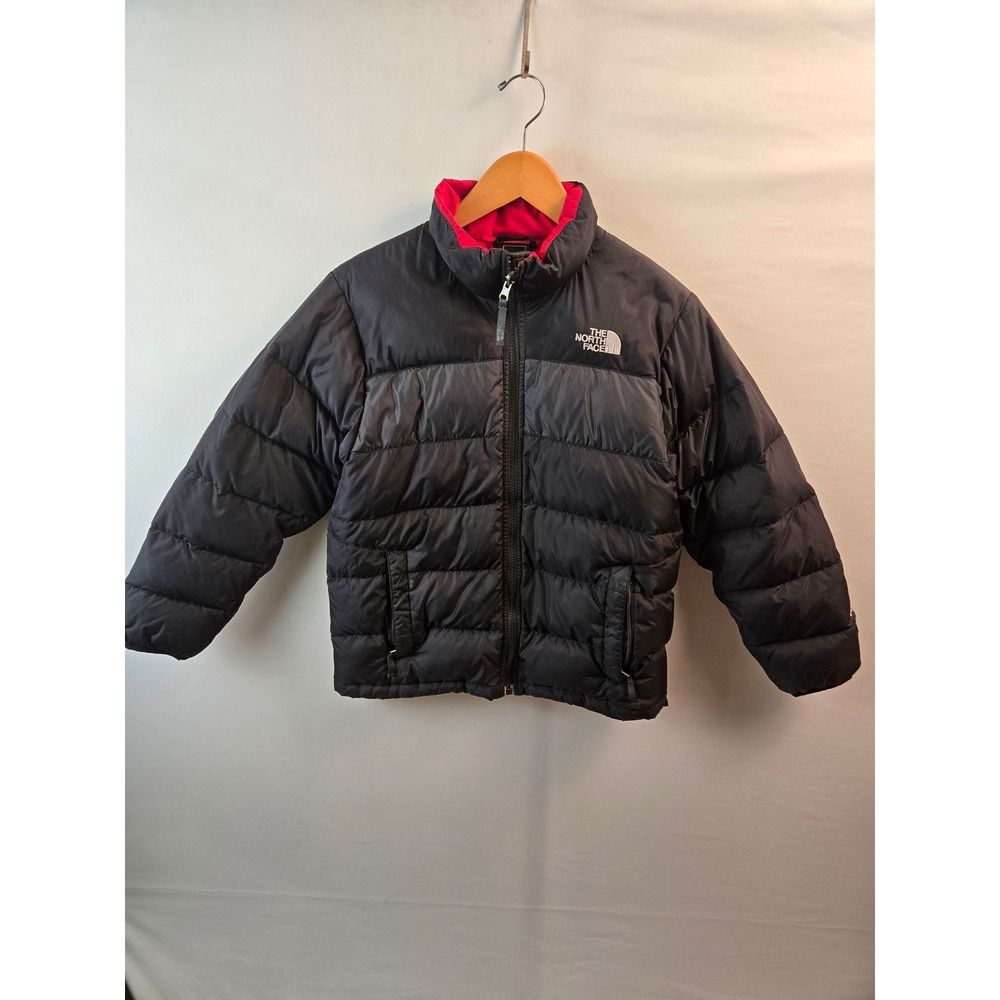 The North Face Puffer Jacket Boys L 14/16 Black Red Nuptse Down Coat 1422